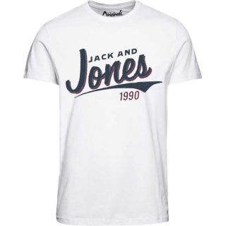 JACK & JONES Herren T-Shirt Jornoah Rundhals Print Baumwolle Sommer Regular Fit Wei�
