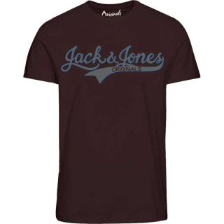 JACK & JONES Herren T-Shirt Jornoah Rundhals Print Baumwolle Sommer Regular Fit Weinrot