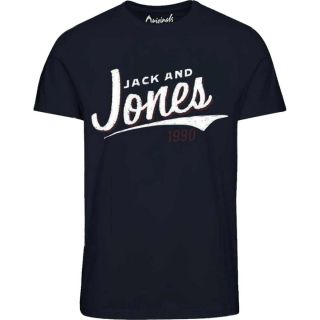 JACK & JONES Herren T-Shirt Jornoah Rundhals Print Baumwolle Sommer Regular Fit Dunkelblau
