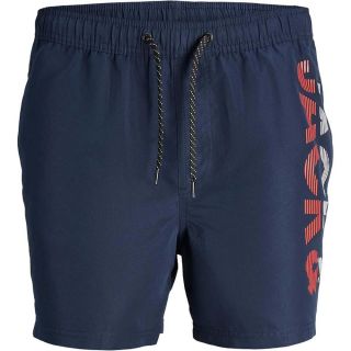 JACK & JONES Herren Badeshorts Jpstfiji LOGO Swim Shorts Kurze Hose Strandhose Dunkelblau