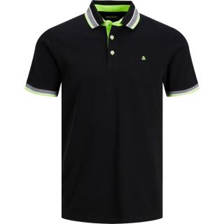 JACK & JONES Herren Poloshirt Jjepaulos Polo Pikee-Strick Bio-Baumwolle Slim Fit Schwarz