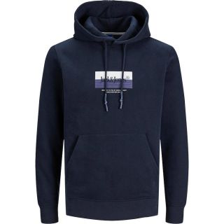JACK & JONES Kapuzenpullover Jordalston Branding Sweat Hoodie Standard Fit Dunkelblau