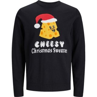 JACK & JONES Strickpullover Jorfestive Xmas Knit Sweatshirt Pulli Weihnachtszeit Schwarz