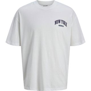 JACK & JONES Herren T-Shirt Jjebradley Weit Geschnitten Print Sommer Relaxed Fit Wei�