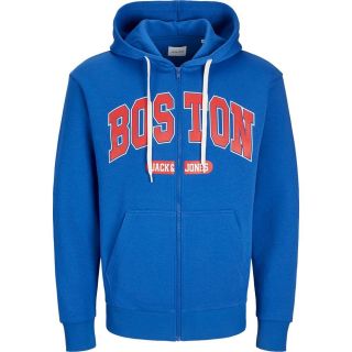 JACK & JONES Herren Sweatjacke Bradley Zip Hoodie Weit Geschnitten Relaxed Fit Blau
