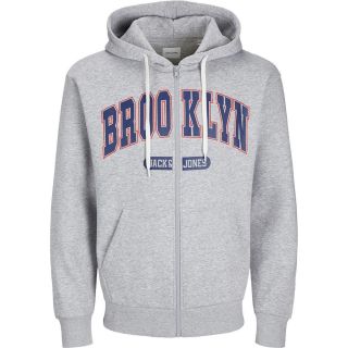 JACK & JONES Herren Sweatjacke Bradley Zip Hoodie Weit Geschnitten Relaxed Fit Grau