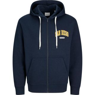 JACK & JONES Herren Sweatjacke Bradley Zip Hoodie Weit Geschnitten Relaxed Fit Dunkelblau