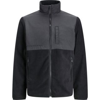JACK & JONES Herren Fleecejacke Marvin Stehkragen Taschen Schwarz Regular Fit Schwarz