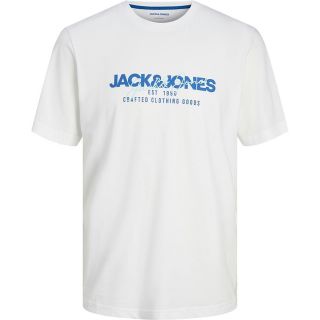 JACK & JONES Herren T-Shirt Jjalvis Sommer Baumwolle Rundhals Print Regular Fit Wei�