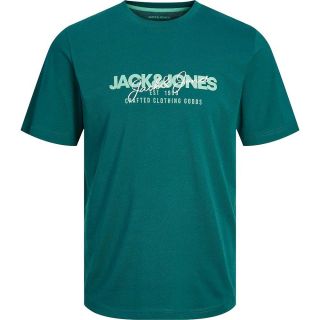 JACK & JONES Herren T-Shirt Jjalvis Sommer Baumwolle Rundhals Print Regular Fit Gr�n