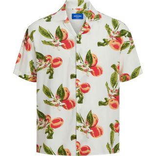 JACK & JONES Herren Kurzarmhemd Jorluke Flores Shirt Resortkragen Regular Fit Wei�