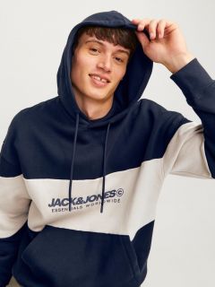 JJELEGACY Blocking Sweat Navy Blazer Kapuzen Pullover Blau